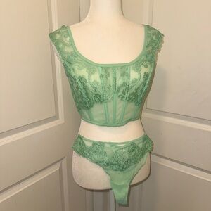 Victoria’s Secret Elegant Green Lace Lingerie Set